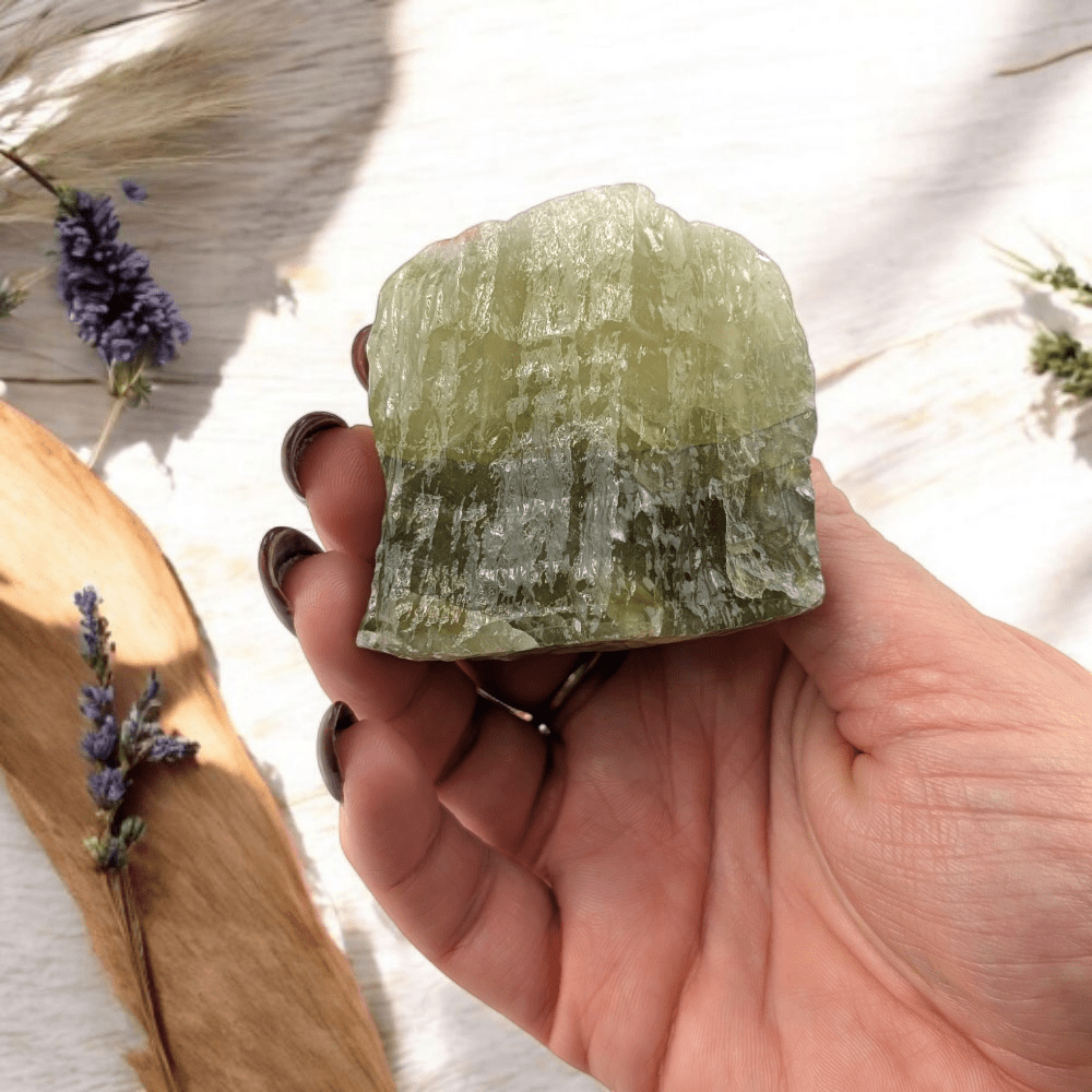 Natural Glossy Green Calcite for Crystal Collectors