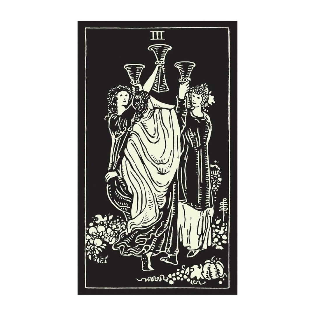 Three of Cups card from the Glow in the Dark Tarot