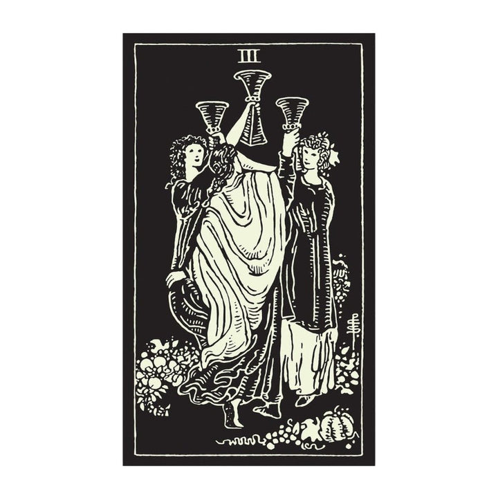 Three of Cups card from the Glow in the Dark Tarot