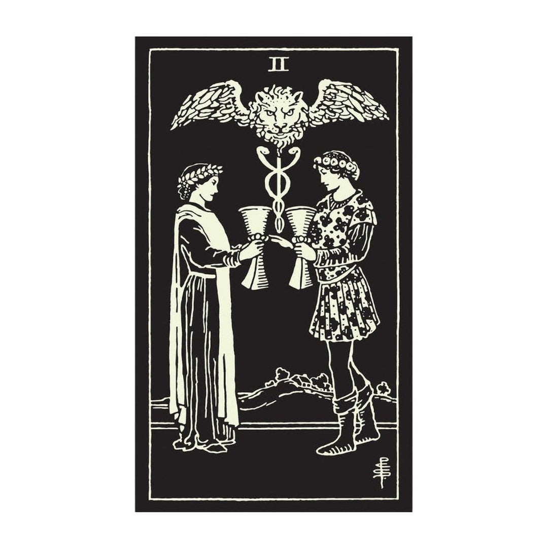Two of Cups card from the Glow in the Dark Tarot