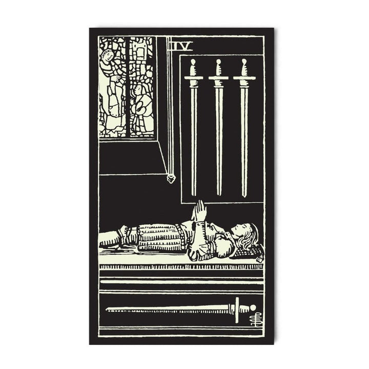 Four of Swords card from the Glow in the Dark Tarot