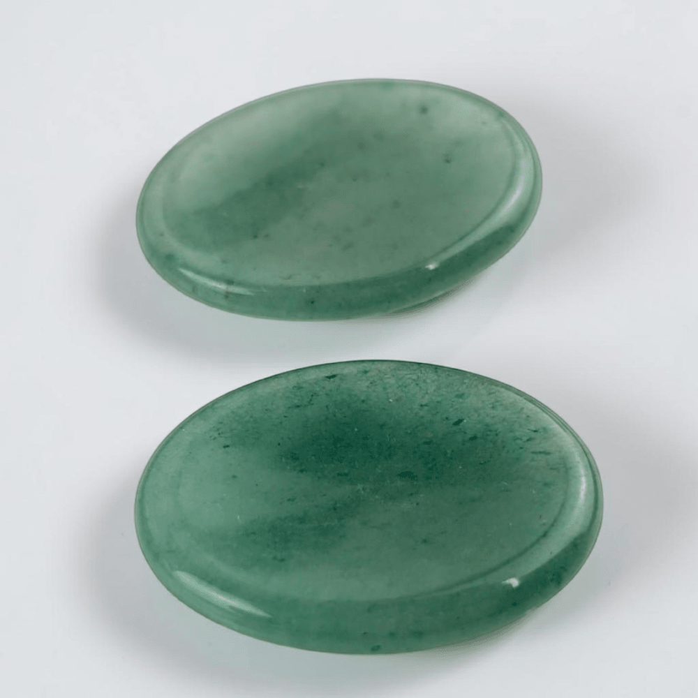 Pierres à presser ovales en Aventurine verte