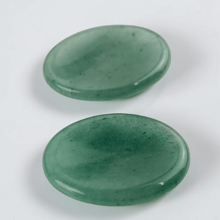 Pierres à presser ovales en Aventurine verte