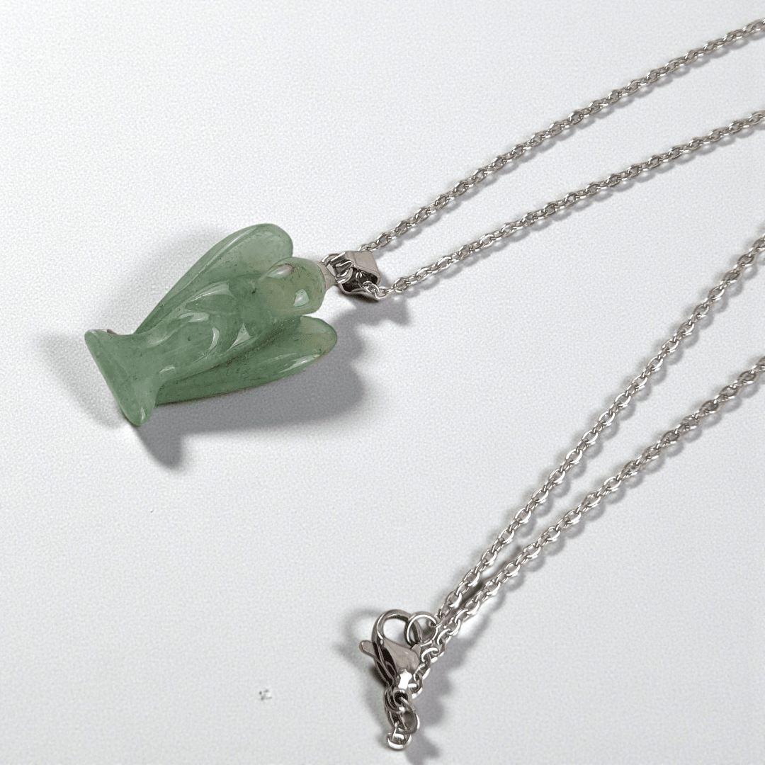 heart chakra green aventurine crystal angel necklace available at zen collection metaphysical store in Barrie. Shop in-store or online now