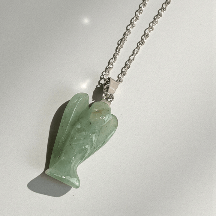 heart chakra green aventurine crystal angel necklace available at zen collection metaphysical store in Barrie. Shop in-store or online now