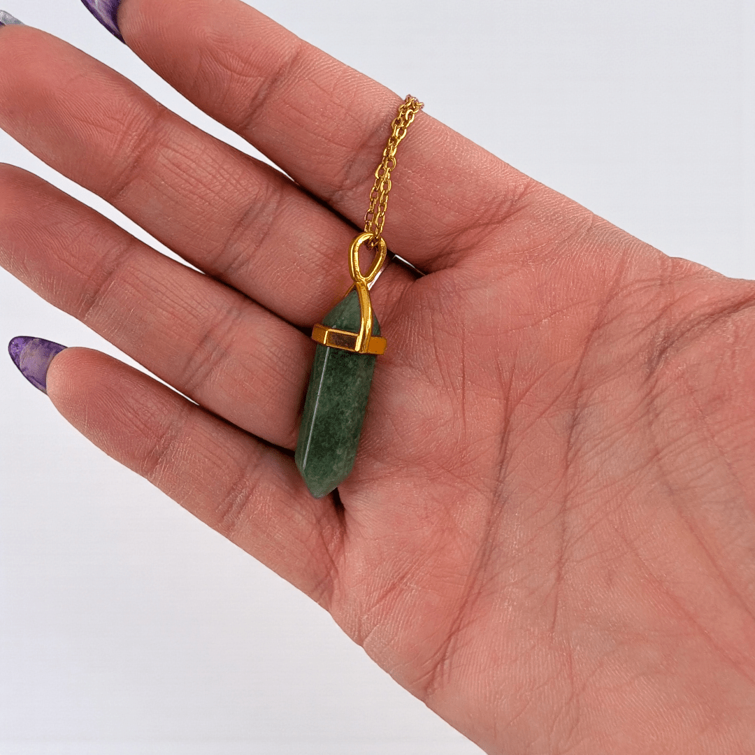 double terminated green aventurine pendant for the heart chakra available at zen collection crystal store in Barrie. Shop Online and in-store