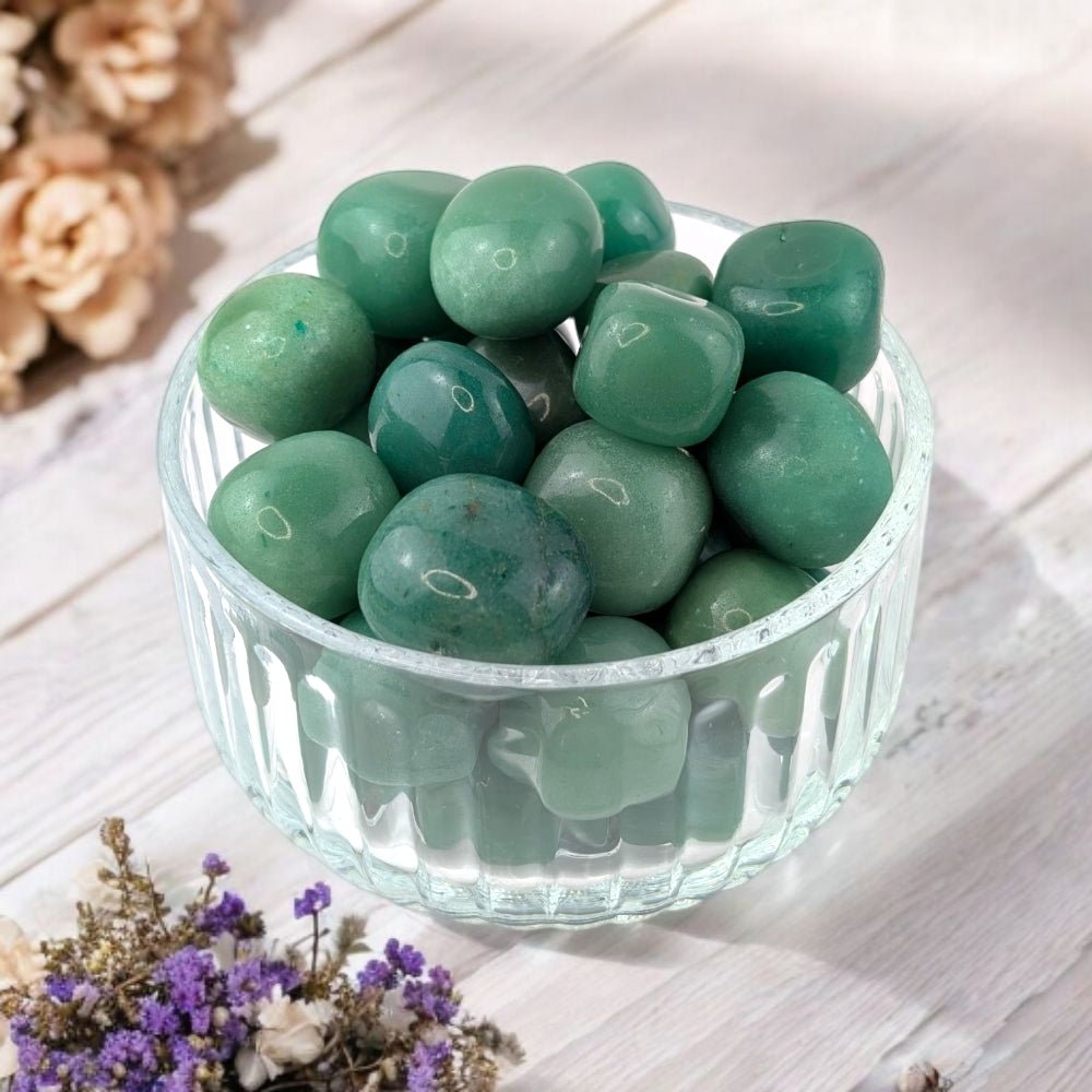 Green Aventurine Tumbles for luck and abundance  available at a crystal store near me in barrie!