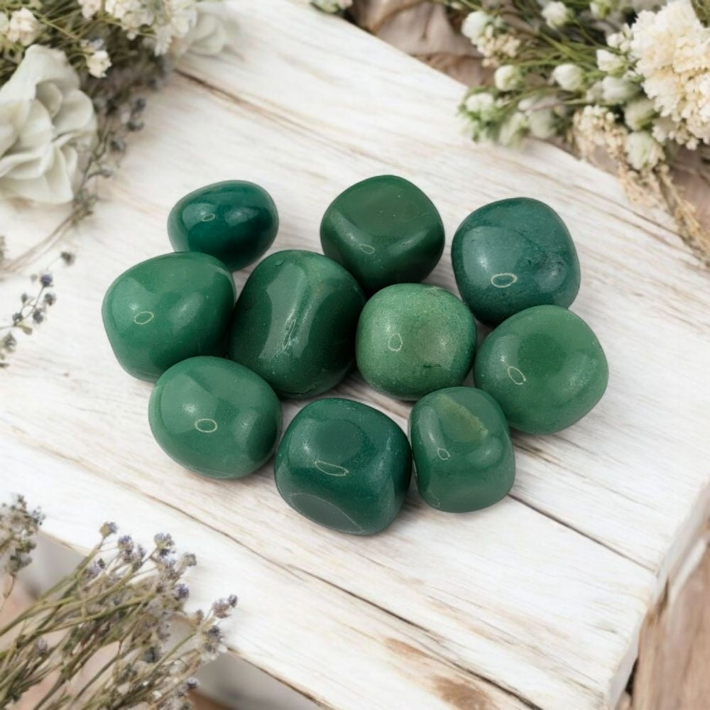 Green Aventurine Tumbles for luck and abundance  available at a crystal store near me in barrie!