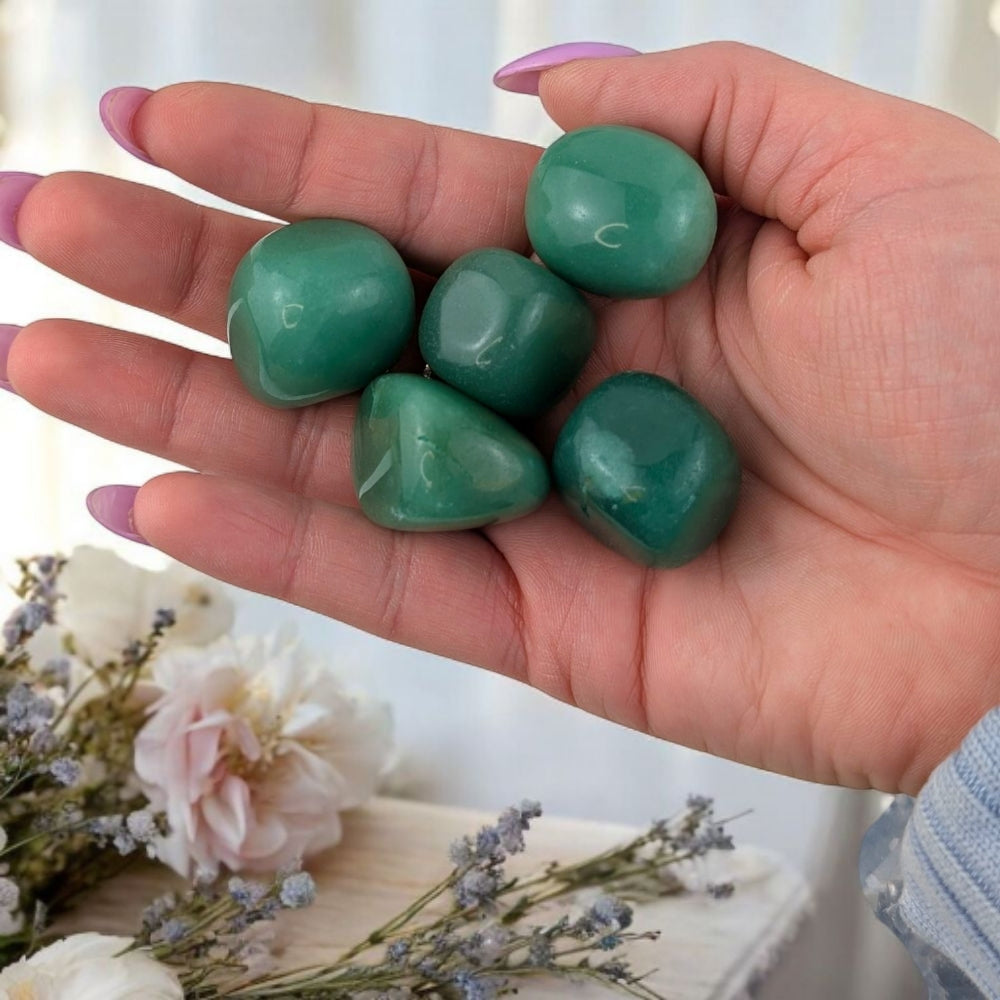 Green Aventurine Tumbles for luck and abundance  available at a crystal store near me in barrie!