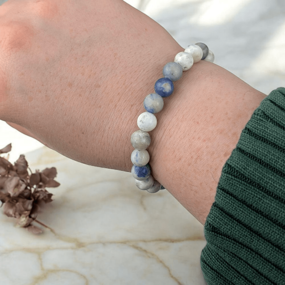 Deep Blue Sodalite Bracelet for Throat Chakra Healing