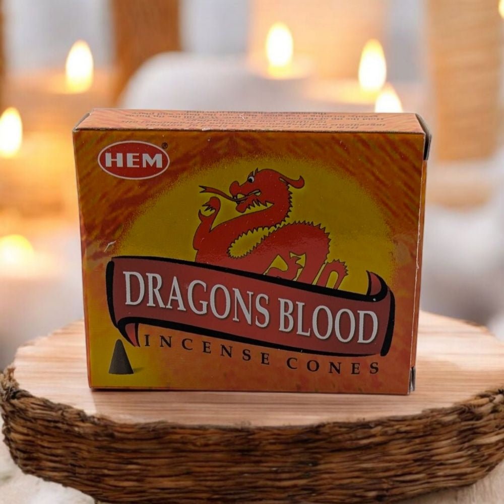 Deep Earthy Aroma – HEM Dragon’s Blood Incense Cones for Strength & Manifestation
