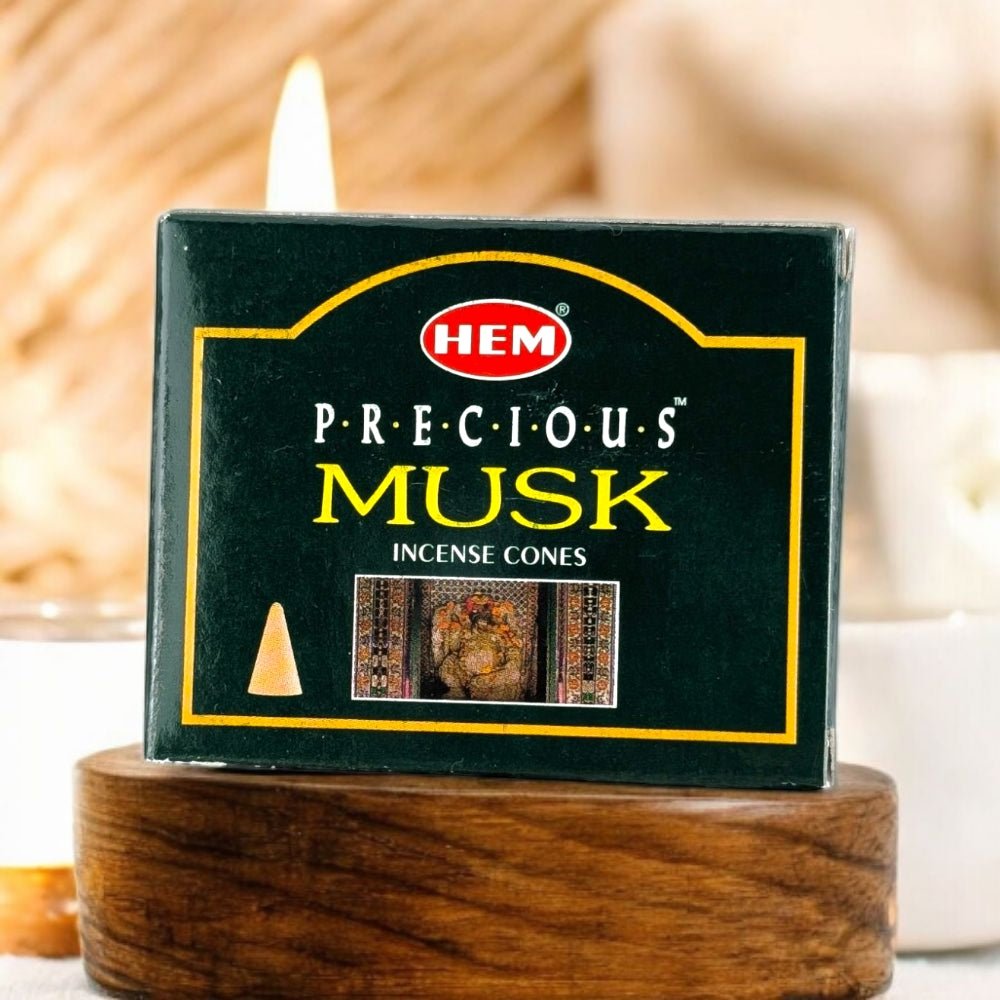 HEM Musk Incense Cones – 10 Cones + Holder for Sensual & Grounding Energy