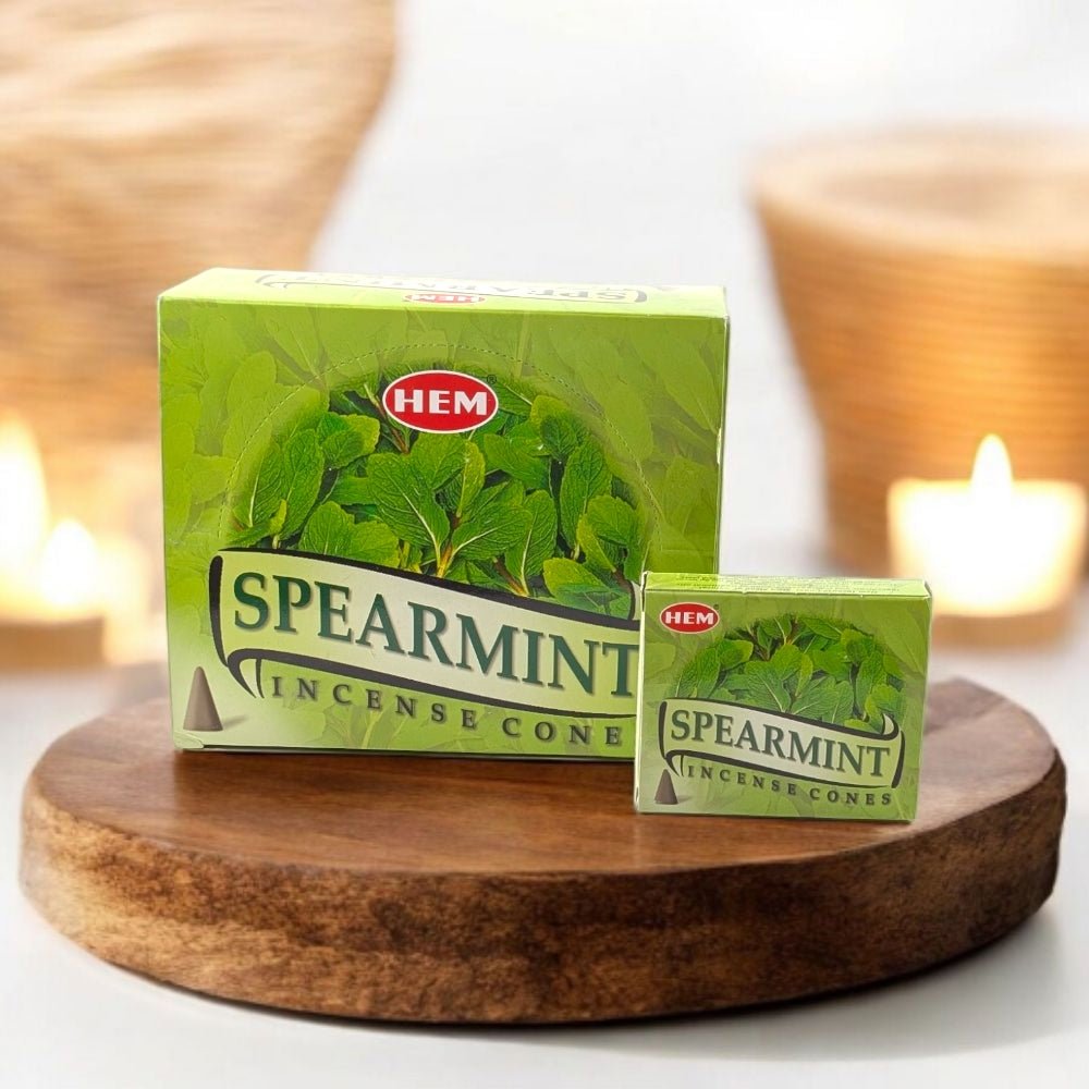 HEM Spearmint Incense Cones – 10 Cones + Holder for Clarity & Refreshing Energy