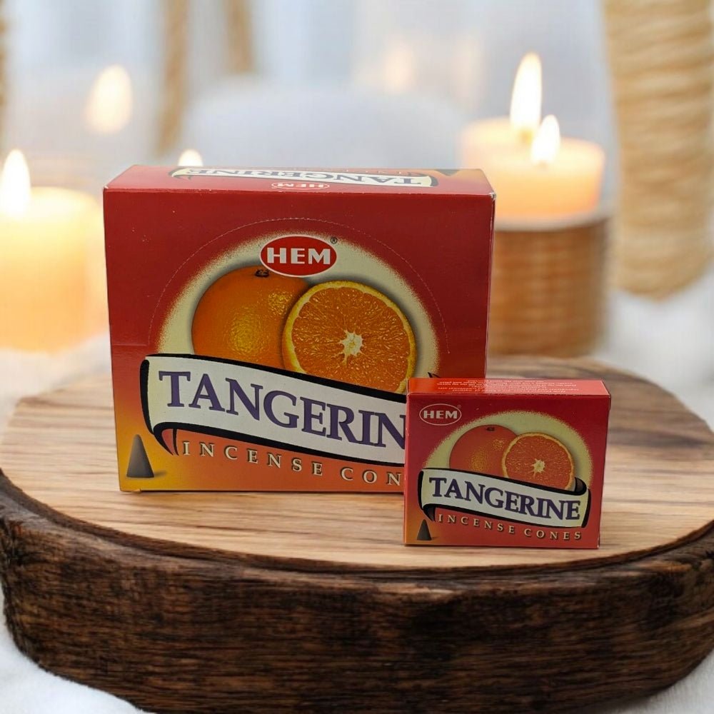 HEM Tangerine Incense Cones – 10 Cones + Holder for Energy & Positivity