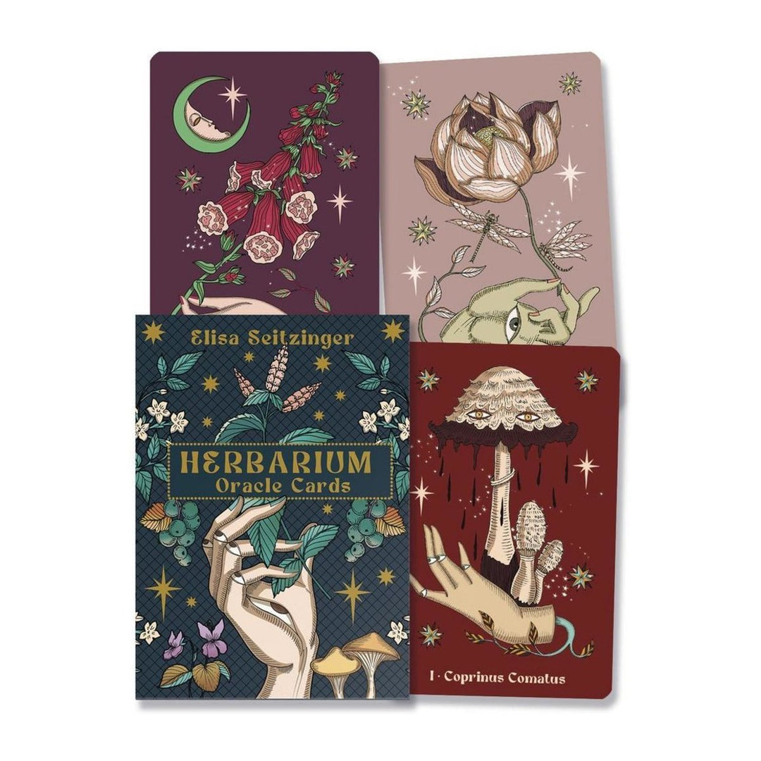 Herbarium Oracle box by Elisa Seitzinger, with three cards