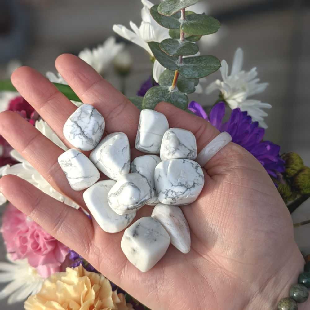 metaphysical store in barrie  has stock of howlite tumbles for calming emotions and brings clear thinking