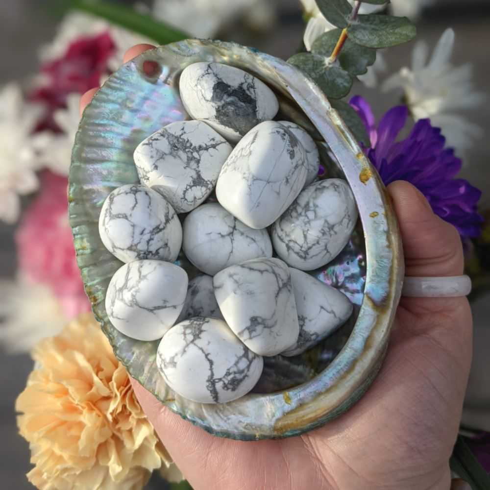 metaphysical store in barrie  has stock of howlite tumbles for calming emotions and brings clear thinking