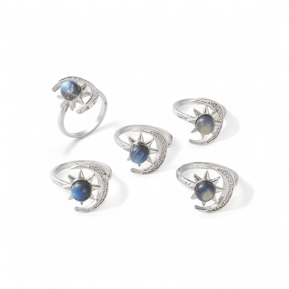 Labradorite Moon Ring — Labradorite crystal ring — Zen Collection metaphysical store Barrie Ontario