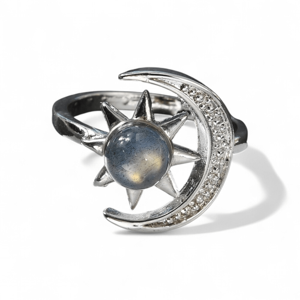 Labradorite Moon Ring — Labradorite crystal ring — Zen Collection metaphysical store Barrie Ontario