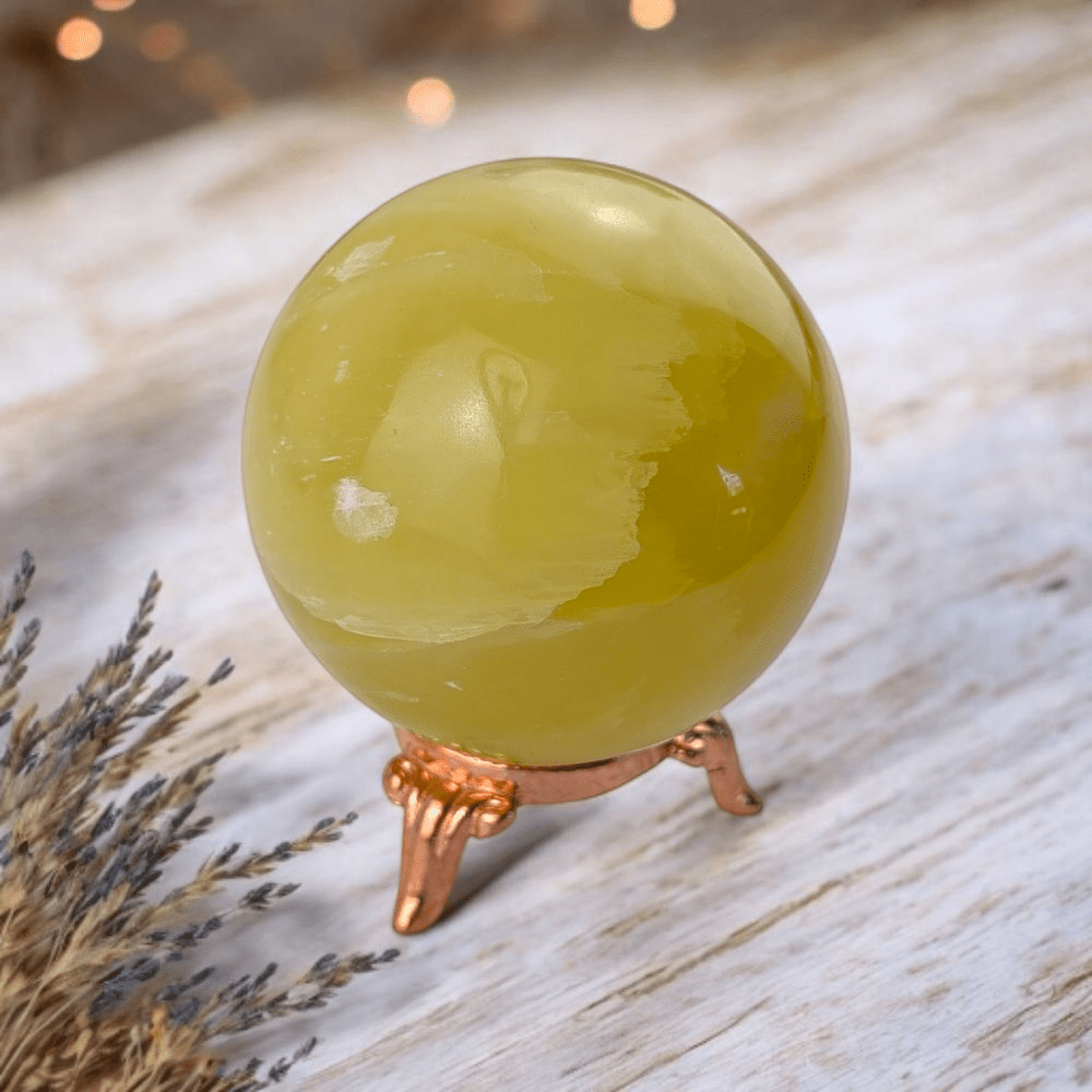 Natural Lemon Calcite Sphere for Solar Plexus Chakra