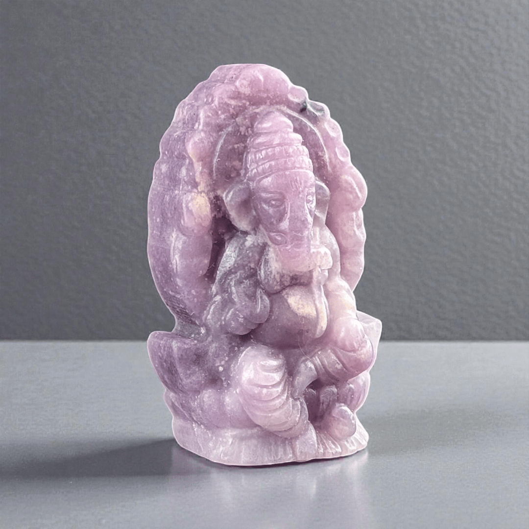 lepidolite crystal ganesh statue available in-store and online at zen collection metaphysical store in barrie