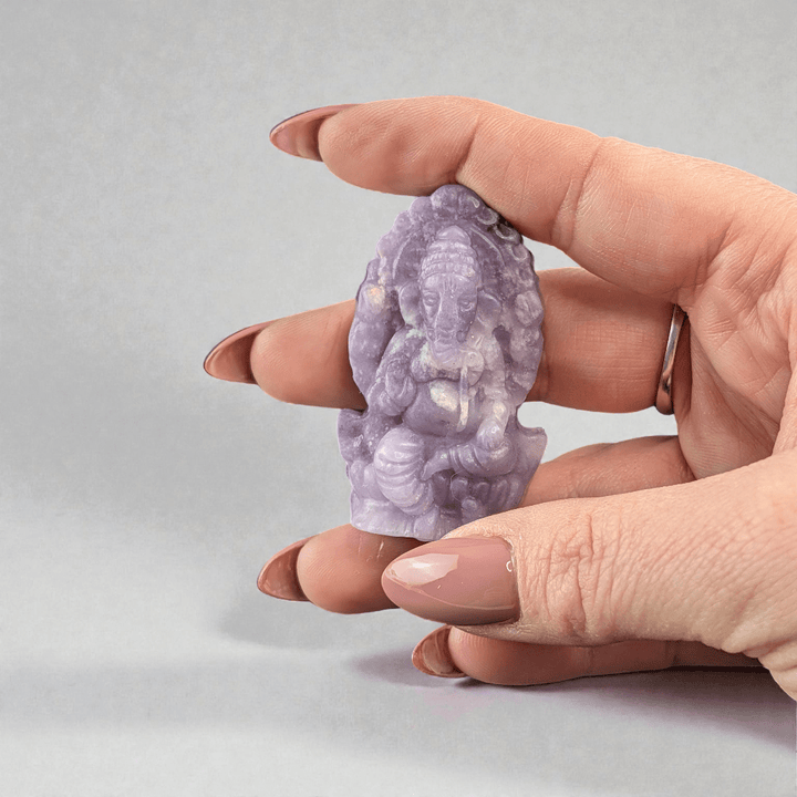 lepidolite crystal ganesh statue available in-store and online at zen collection metaphysical store in barrie