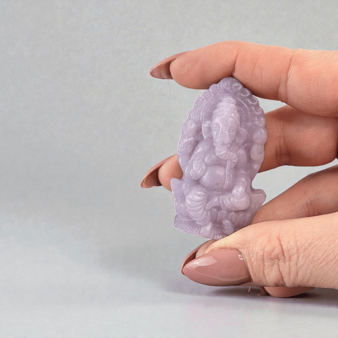 lepidolite crystal ganesh statue available in-store and online at zen collection metaphysical store in barrie