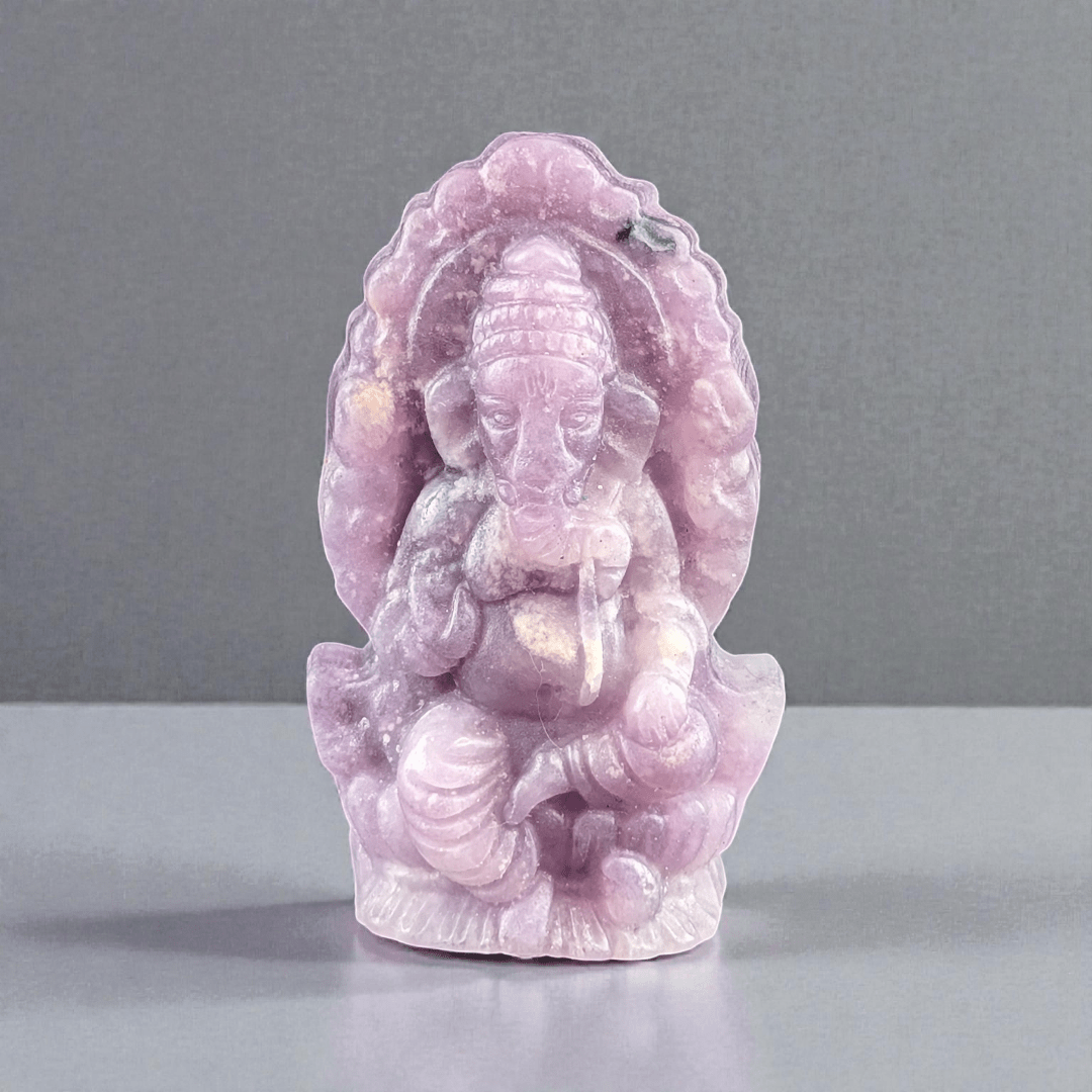 lepidolite crystal ganesh statue available in-store and online at zen collection metaphysical store in barrie