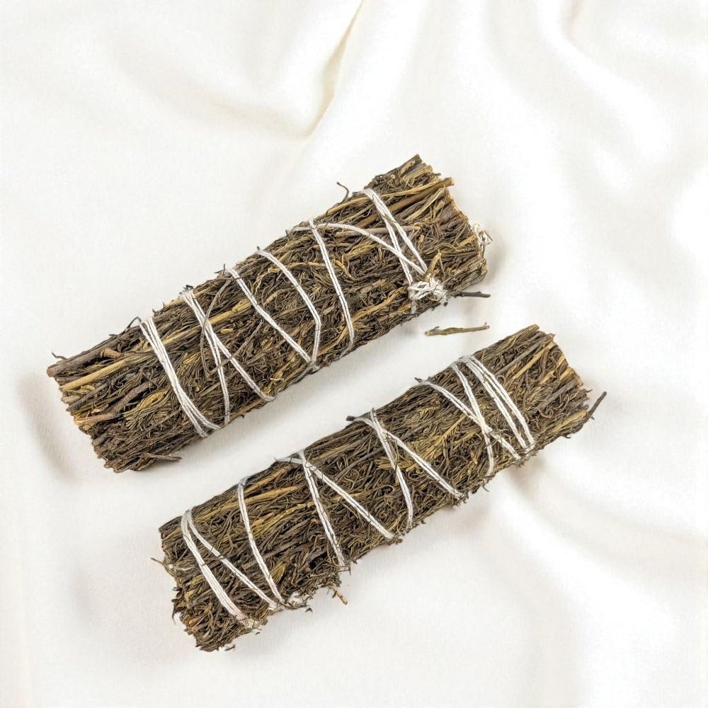 Two copal bundles tied with twine on a white background available at Barrie MetaphysicalStore