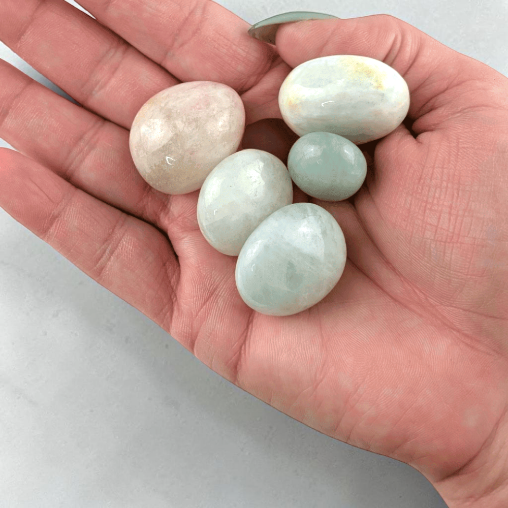 Soft pink Morganite tumbles for spiritual clarity
