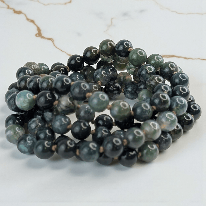 moss agate meditation mala with 108 beads for universal connection available at zen collection crystal store in barrie