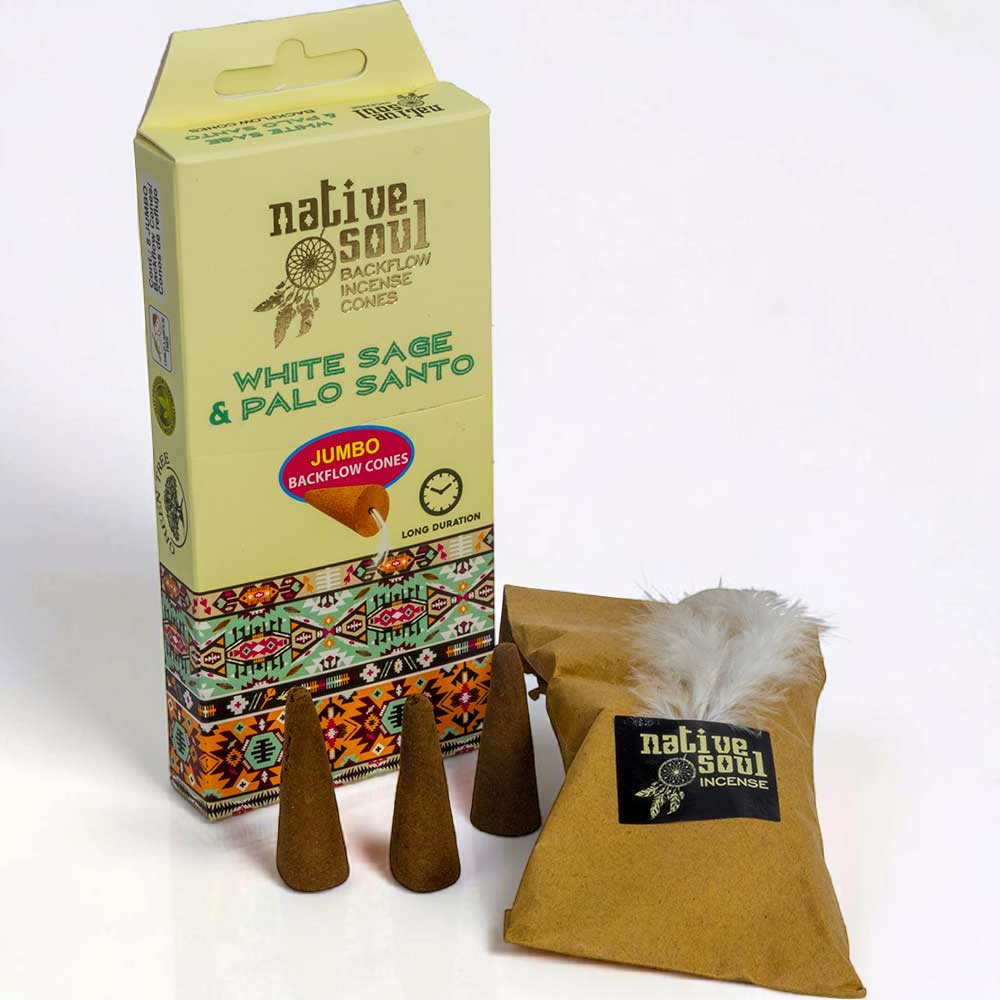 Buy Native Soul White Sage and Palo Santo Back Flow Cones Online | Incense Store Barrie Ontario Canada