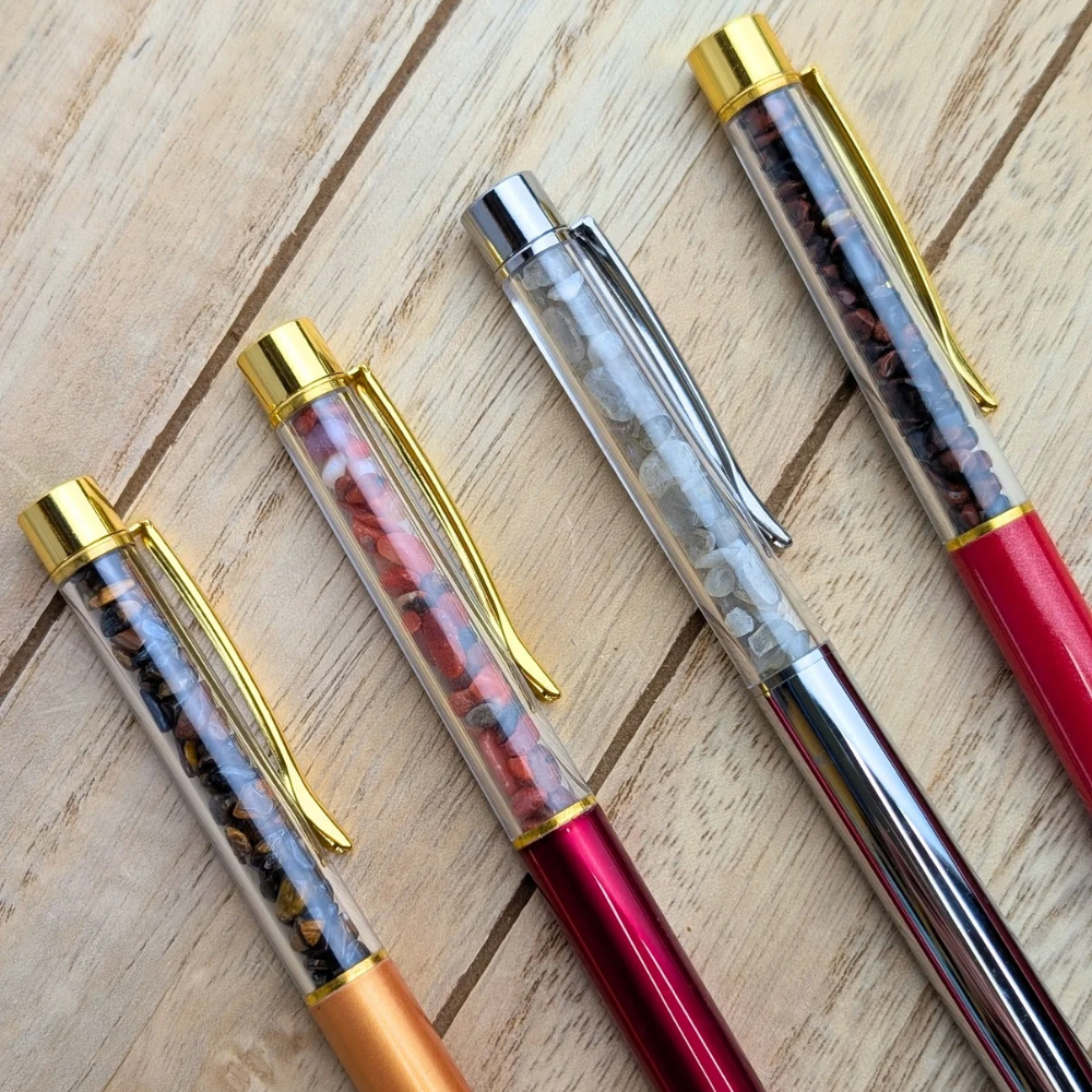 Elegant writing pens with crystal chips from a trusted crystal store
