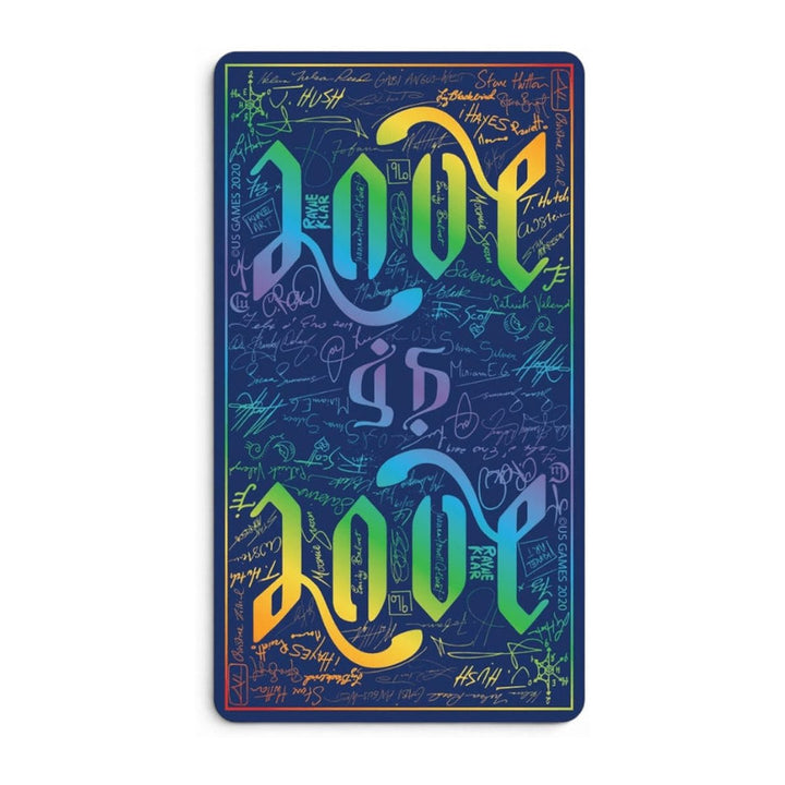 Pride Tarot card back with the words Love is Love