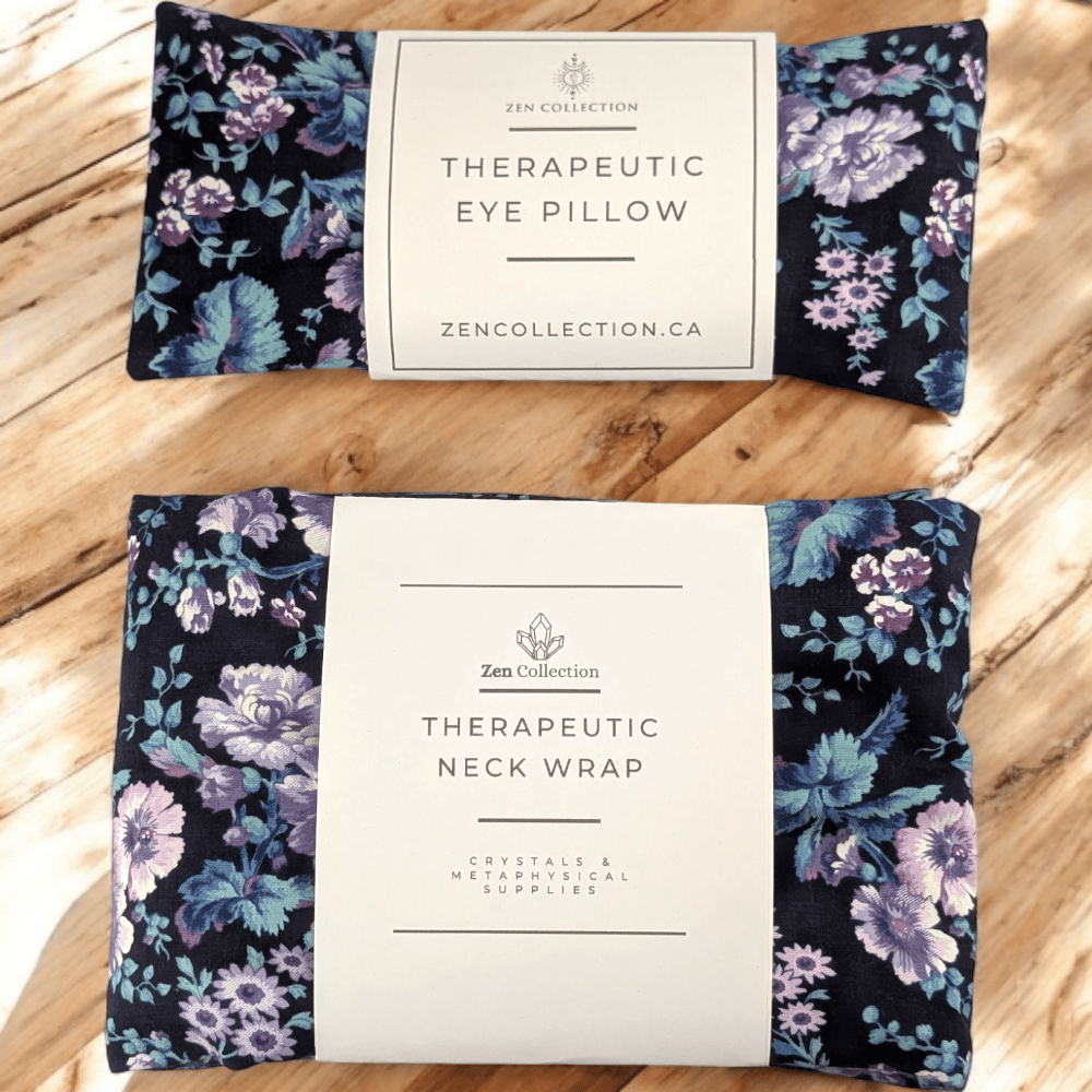 Purple Floral Pillow Set with neck wrap and eye pillow