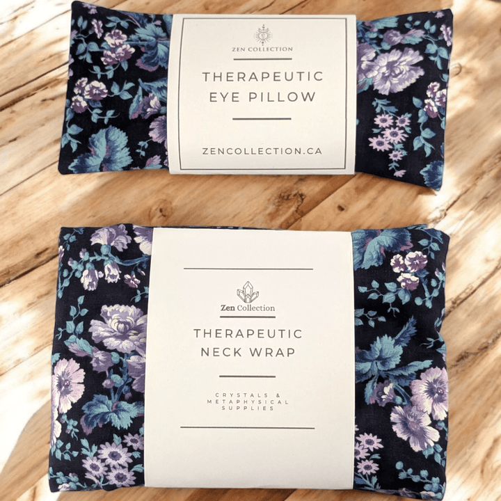 Purple Floral Pillow Set with neck wrap and eye pillow