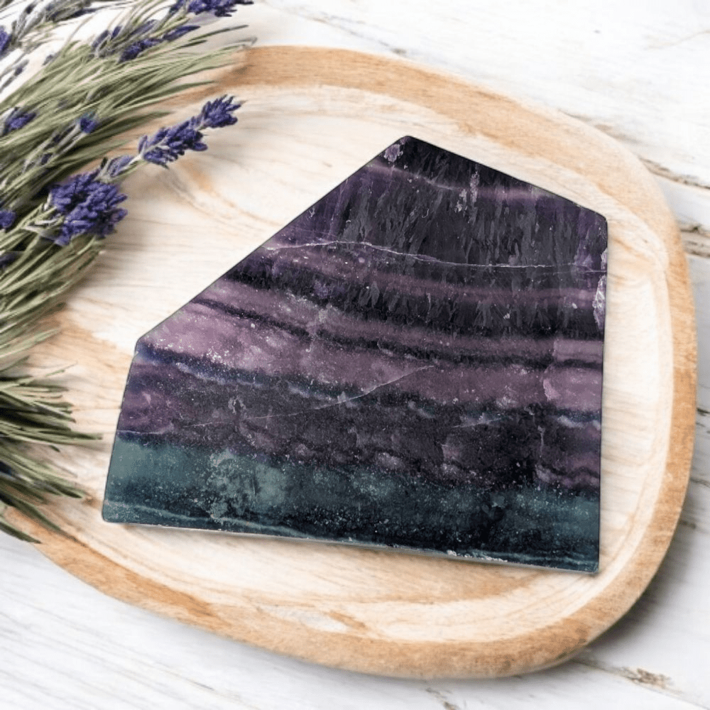 Natural Fluorite Slice for Energy Flow and Focus