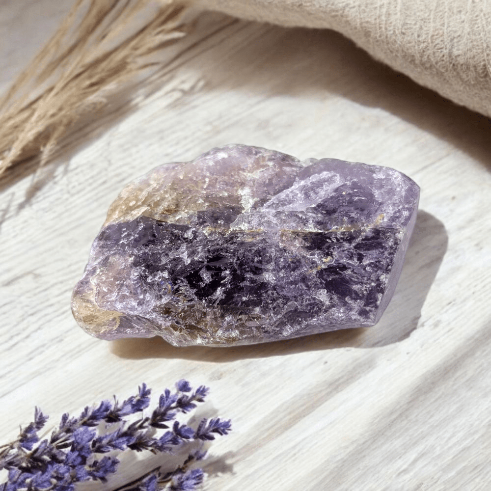 Raw Ametrine Crystal with Purple and Yellow Tones