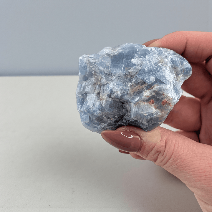 raw blue calcite crystal for releasing resentment available at zen collection spiritual store in Barrie 