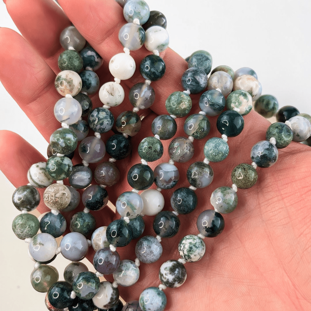 Collier Mala enroulé en agate arborescente