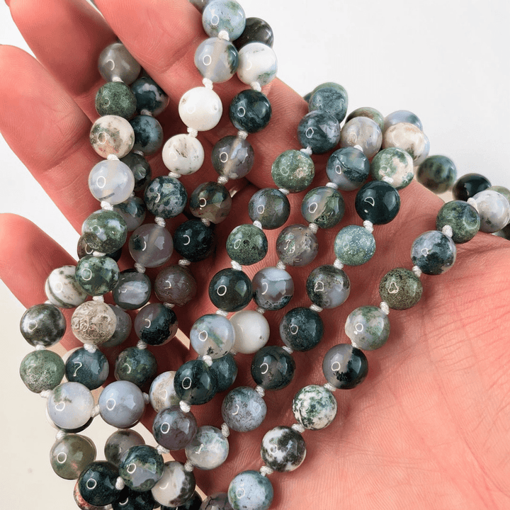 Collier Mala enroulé en agate arborescente