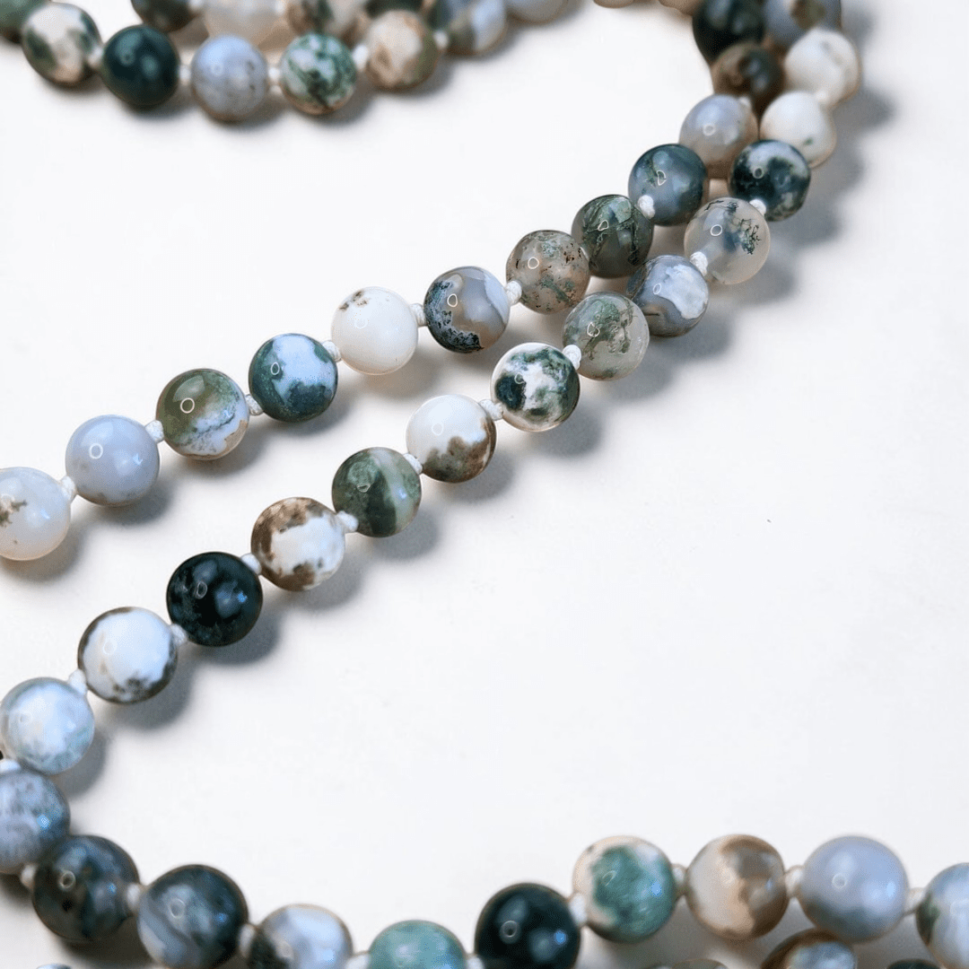 Collier Mala enroulé en agate arborescente