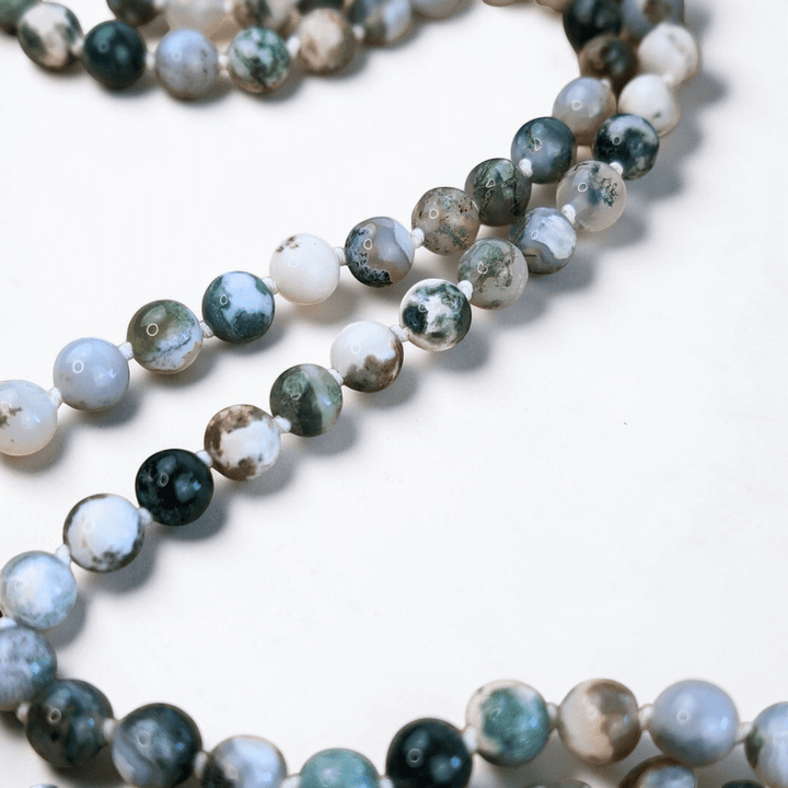 Collier Mala enroulé en agate arborescente