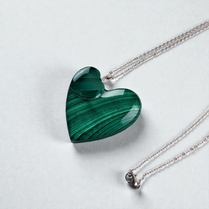 Collier Cœur en Malachite Authentique