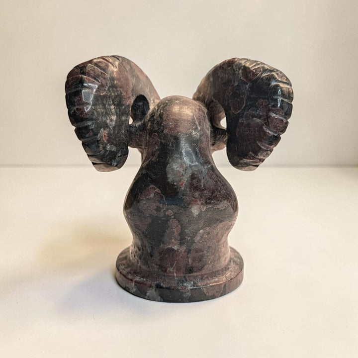 Garnet Crystal Ram Head Carving