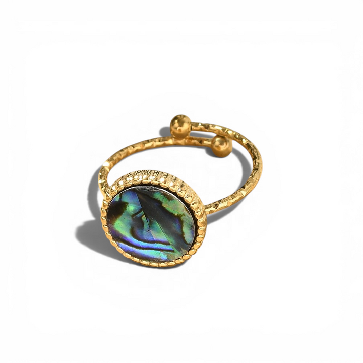 Dainty Natural Abalone Adjustable Ring - View 4 | Zen Collection