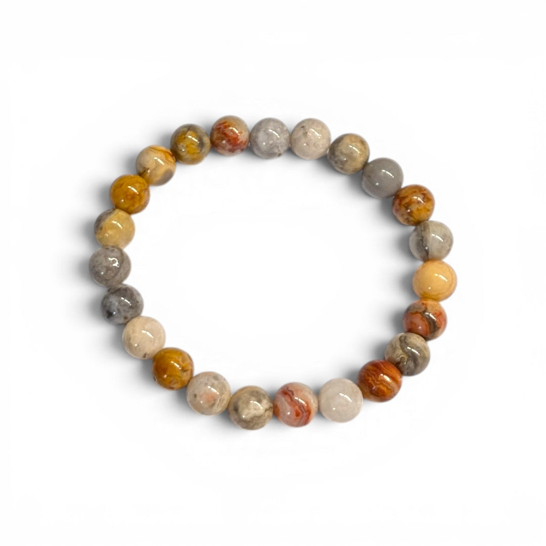 Crazy Lace Agate Bracelet Close-Up — Natural Crystal Beads | Best Crystal Store Canada