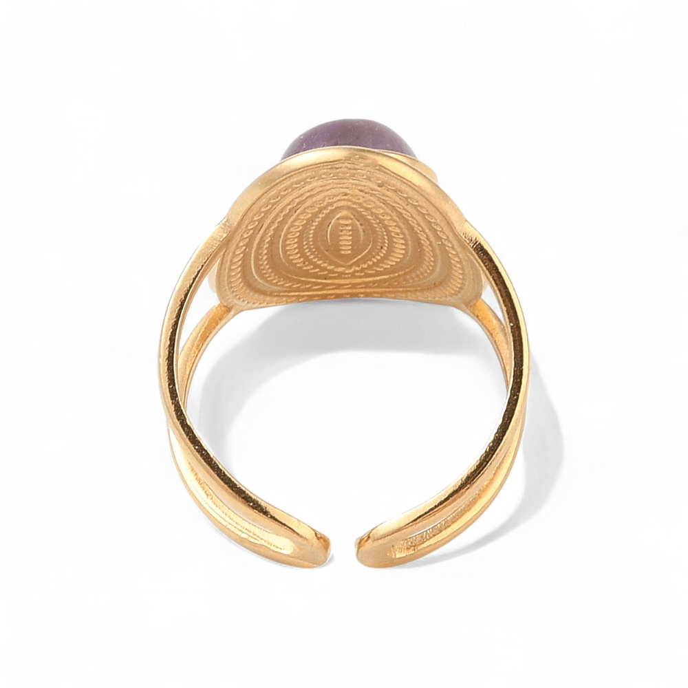 Gold Oval Amethyst Ring — Amethyst crystal ring — Zen Collection metaphysical store Barrie Ontario