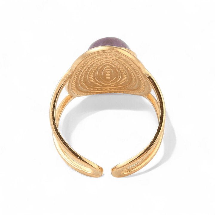 Gold Oval Amethyst Ring — Amethyst crystal ring — Zen Collection metaphysical store Barrie Ontario