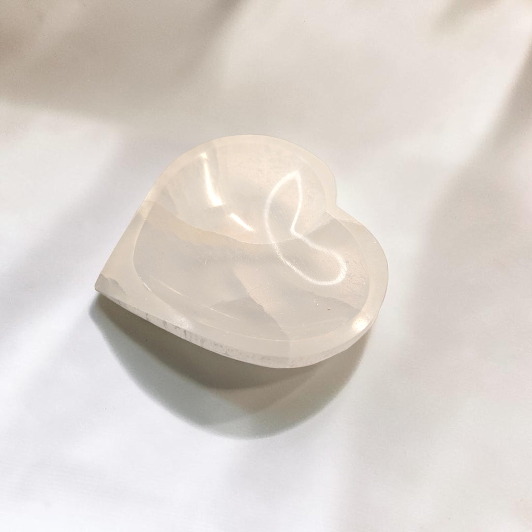 Selenite Heart Crystal Charging Bowl